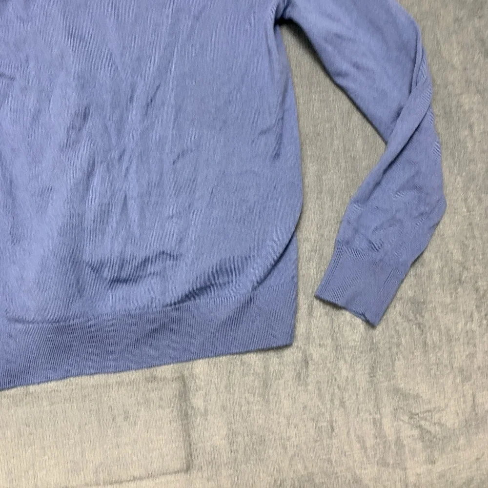 Banana Republic Sweater Mens Medium Blue Quarter Zip Mock Neck Ribbed Hem Winter